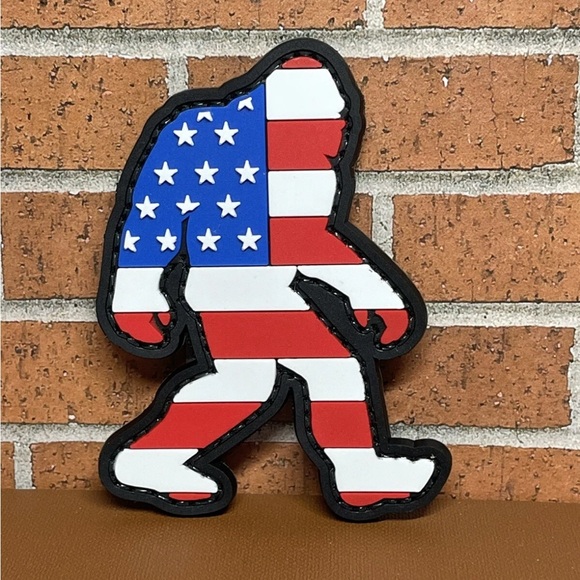 PVC Bigfoot Patch - Tactical Morale Patch - USA Flag Sasquatch Patch - Hook Back - Picture 4 of 5